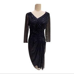 Jovani Sequin Cocktail Dress Navy